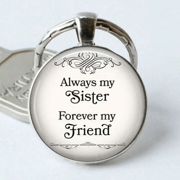 Time Gemstone Keychain Always My Sister Forever My Friend Pendant Keychain - Picture 1 of 3